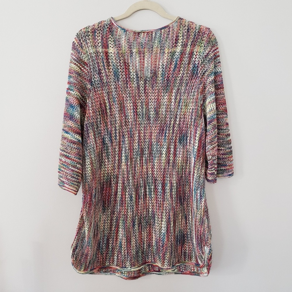 CJ Banks Open Knit Sweater Tunic Top SZ 1X Festival Boho Hippie Rainbow Cover Up - Picture 6 of 8